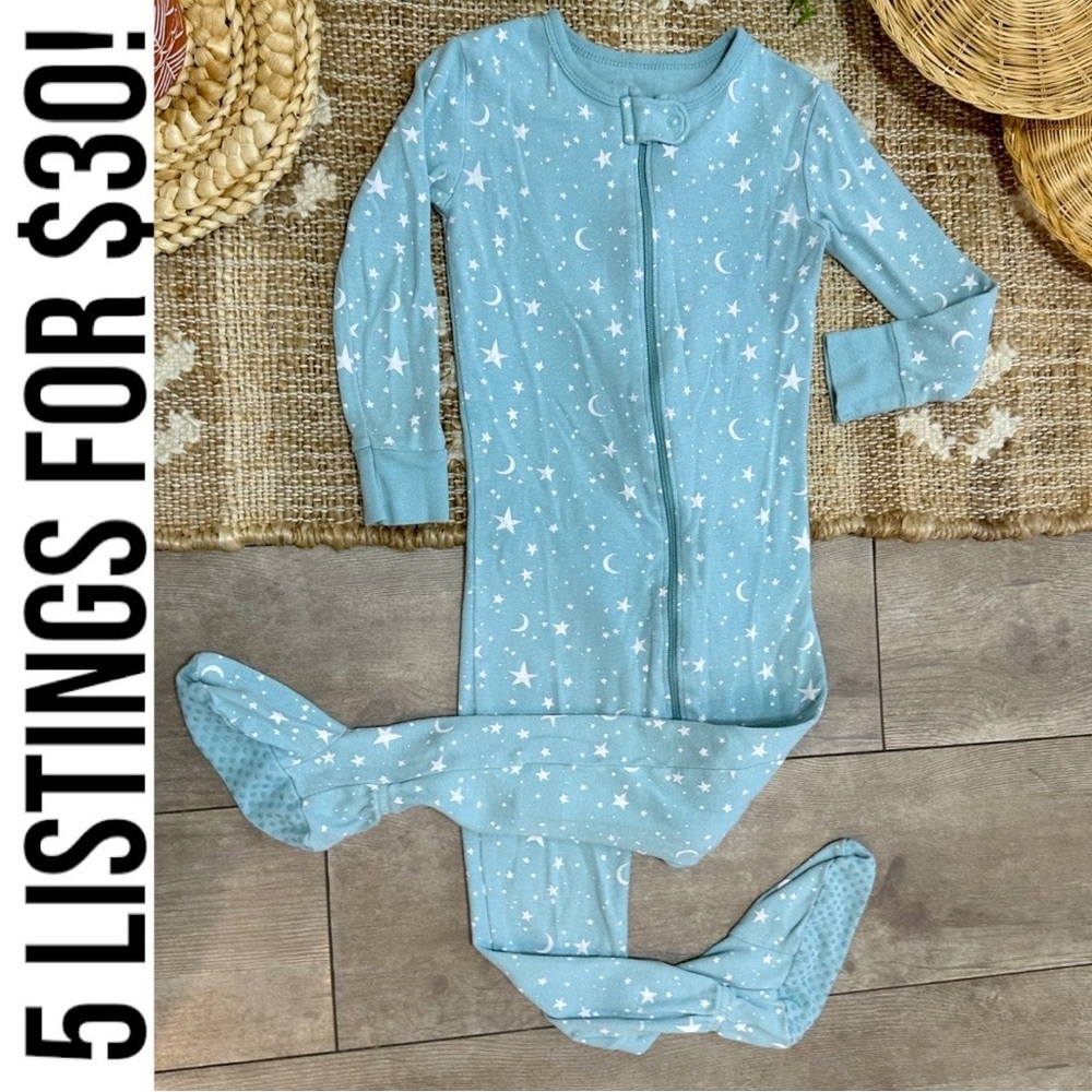Old Navy Toddler Girl Star Print Zip Footie Pajamas Blue Starry Kids One Piece - Picture 4 of 11